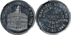 1893 Springfield Masonic Temple Cornerstone Medal. By John Adams Bolen. Musante JAB-41. Aluminum. MS-63 PL (NGC).
29 mm.

Estimate: $125