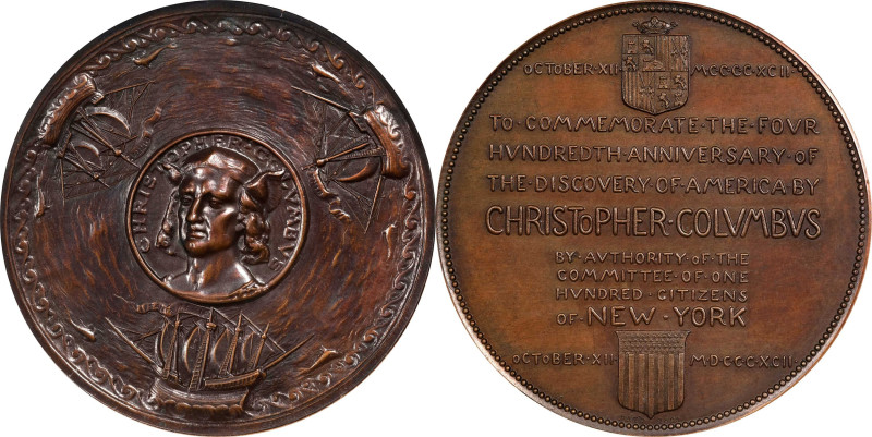 1893 World's Columbian Exposition Committee of One Hundred Medal. Eglit-98B, Rul...