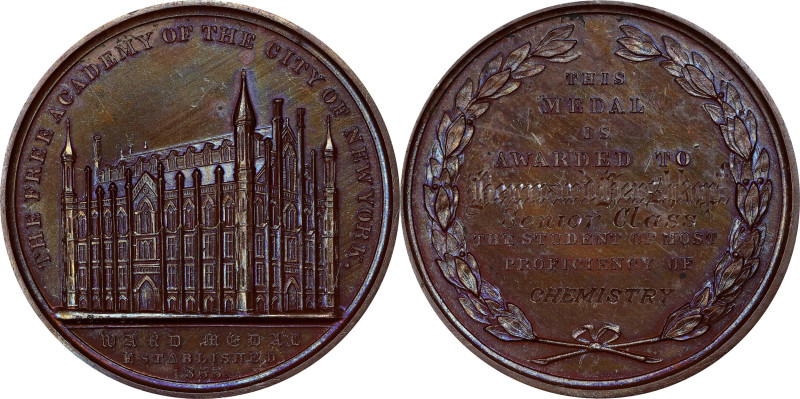 Undated (1853 or later) Free Academy of the City of New York Award Medal. Dies b...