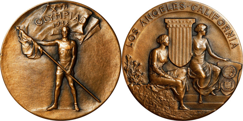 1932 Los Angeles Olympic Games Participation Medal. By Julio Kilenyi, Struck by ...