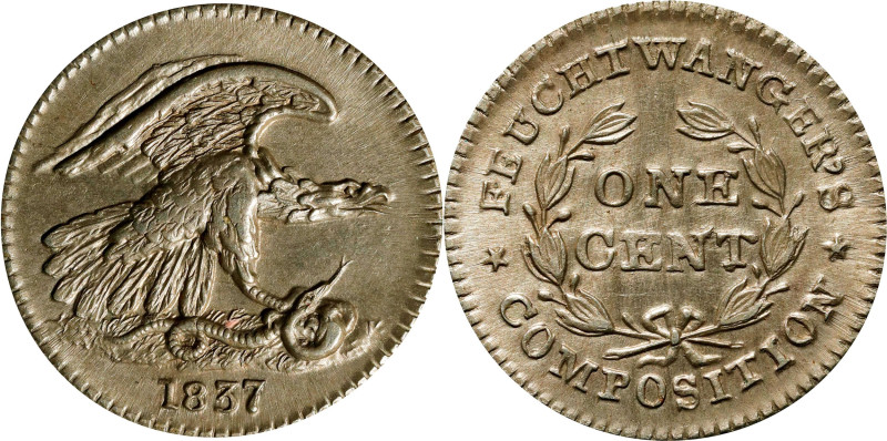 NEW YORK. New York. 1837 Feuchtwanger Cent. HT-268, Low-120, W-NY-480 Dies 6-I. ...