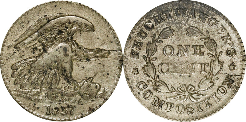 NEW YORK. New York. 1837 Feuchtwanger Cent. HT-268, Low-120, W-NY-480 Dies 6-I. ...