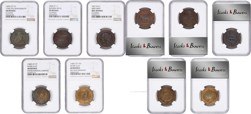 Lot of (5) Hard Times Tokens. (NGC).
Included are: HT-11, EF Details--Cleaned; ...