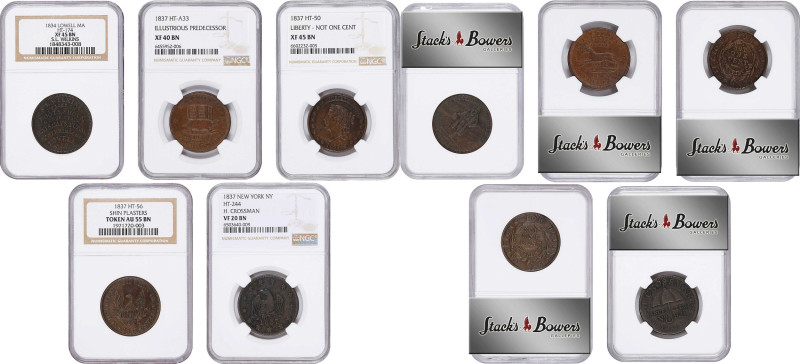 Lot of (5) Hard Times Tokens. (NGC).
Included are: HT-A33, EF-40 BN; HT-50, EF-...