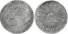 STILES on the reverse of a Mexico 1848-Do 8 reales. Brunk-Unlisted, Rulau-Unlisted. Host coin Extremely Fine, Cleaned.

Estimate: $150