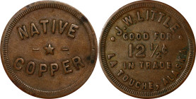 ALASKA. Latouche. Undated (1908-1915) J.W. Little. 12 1/2 Cents. Benice-2A, TC-284998. Copper. Plain Edge. Extremely Fine.
27 mm.

Estimate: $250