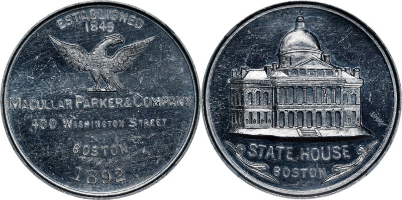 MASSACHUSETTS. Boston. 1892 Macullar Parker Company. Rulau-Bos 50. Aluminum. Pla...