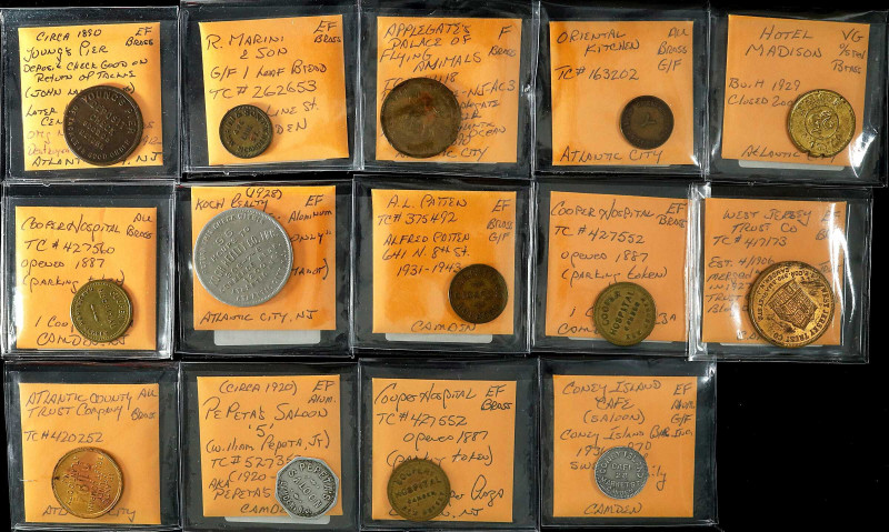 NEW JERSEY. Atlantic City and Camden. Lot of (14) Trade Tokens.
Al are in minor...