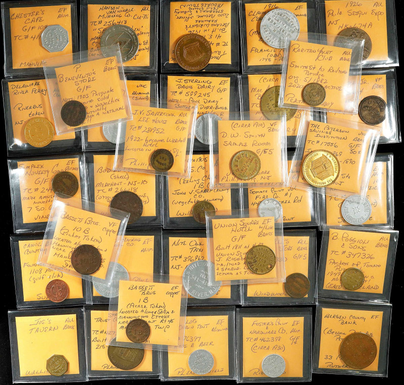 NEW JERSEY. Manville through Wrightstown. Lot of (42) Trade Tokens.
All are in ...