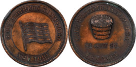 NEW YORK. New York. Undated Gude Brothers, Kieffer Co. Medallic Store Card. Bronze, Cast. About Uncirculated, Damaged.
70 mm. Obv: American flag with...