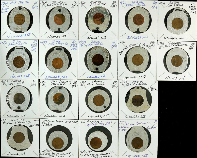 NEW JERSEY. Newark. Lot of (18) Encased Indian and Lincoln Cents.
Included are:...