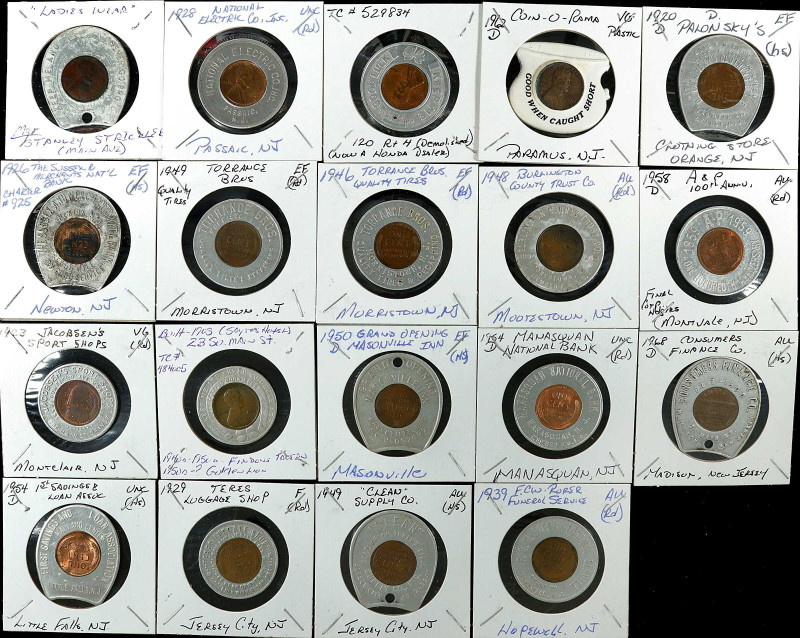 NEW JERSEY. Hopewell through Passaic. Lot of (19) Encased Lincoln Cents.
Most o...