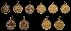 Lot of (5) Love tokens fashioned out of classic U.S. Mint gold coins.
Host coins include: (3) three-dollar gold pieces; Classic Head half eagle; and ...