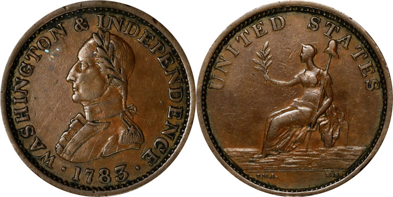 "1783" (ca. 1820) Washington Military Bust Copper. Musante GW-109C, Vlack 3-C, B...
