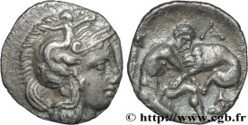 CALABRIA - TARAS
Type : Diobole 
Date : c. 380-325 AC. 
Mint name / Town : Tarente,Calabre 
Metal : silver 
Diameter : 12  mm
Orientation dies : 1  h....