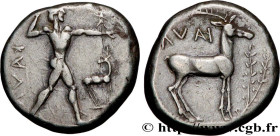 BRUTTIUM - KAULONIA
Type : Statère, nomos ou didrachme 
Date : c. 475-425 AC. 
Mint name / Town : Caulonia 
Metal : silver 
Diameter : 19  mm
Orientat...