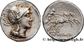 CLAUDIA
Type : Denier 
Date : 110-109 AC. 
Mint name / Town : Rome 
Metal : silver 
Millesimal fineness : 950  ‰
Diameter : 18,5  mm
Orientation dies ...