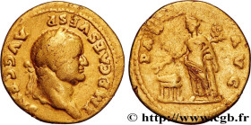 VESPASIAN
Type : Aureus 
Date : 73 
Mint name / Town : Rome 
Metal : gold 
Diameter : 20  mm
Orientation dies : 1  h.
Weight : 6,87  g.
Rarity : R2 
O...