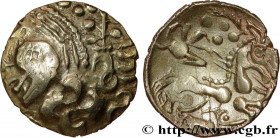 GALLIA - AULERCI EBUROVICES (Area of Évreux)
Type : Hémistatère au loup, joue tatouée 
Date : c. 60-50 AC. 
Mint name / Town : Évreux (27) 
Metal : go...