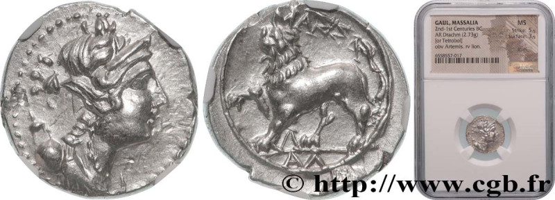 MASSALIA - MARSEILLE
Type : “Drachme légère” ou tétrobole, lion à gauche 
Date :...