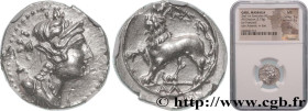 MASSALIA - MARSEILLE
Type : “Drachme légère” ou tétrobole, lion à gauche 
Date : c. 130-121 AC. 
Metal : silver 
Diameter : 16,5  mm
Orientation dies ...