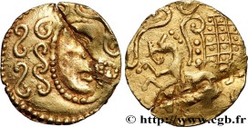 PARISIAQUE (South area of Paris)
Type : Statère d'or 
Date : 70 AC. 
Mint name / Town : Paris (75) 
Metal : gold 
Diameter : 24,5  mm
Orientation dies...