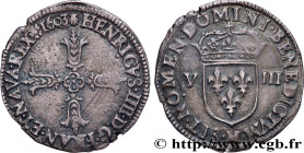 HENRY IV
Type : Huitième d'écu, croix feuillue de face 
Date : 1603 
Mint name / Town : Toulouse 
Quantity minted : 222264 
Metal : silver 
Millesimal...