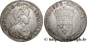 LOUIS XIV "THE SUN KING"
Type : Demi-écu à la mèche courte 
Date : 1651 
Mint name / Town : Lyon 
Quantity minted : 40094 
Metal : silver 
Millesimal ...