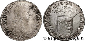 LOUIS XIV "THE SUN KING"
Type : Écu à la mèche longue de Béarn 
Date : 1655 
Mint name / Town : Pau 
Metal : silver 
Millesimal fineness : 917  ‰
Diam...