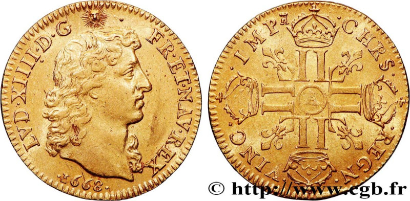 LOUIS XIV "THE SUN KING"
Type : Louis d'or aux huit L, portrait à la tête nue 
D...