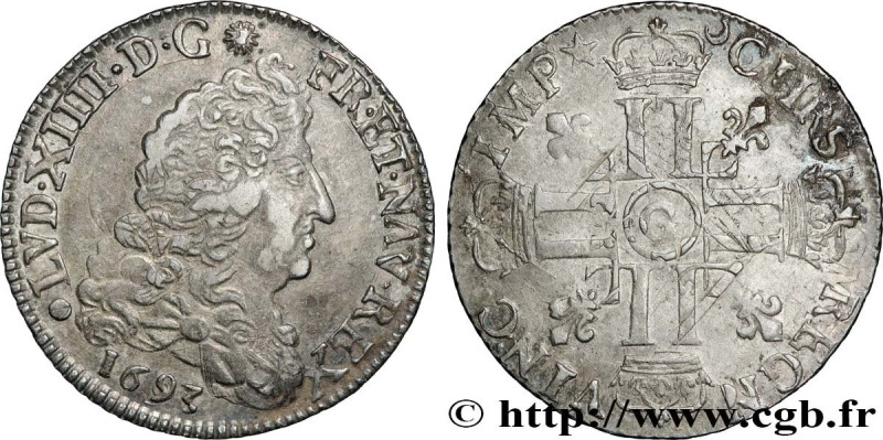 LOUIS XIV "THE SUN KING"
Type : Quart d'écu aux huit L, 1er type 
Date : 1693 
M...