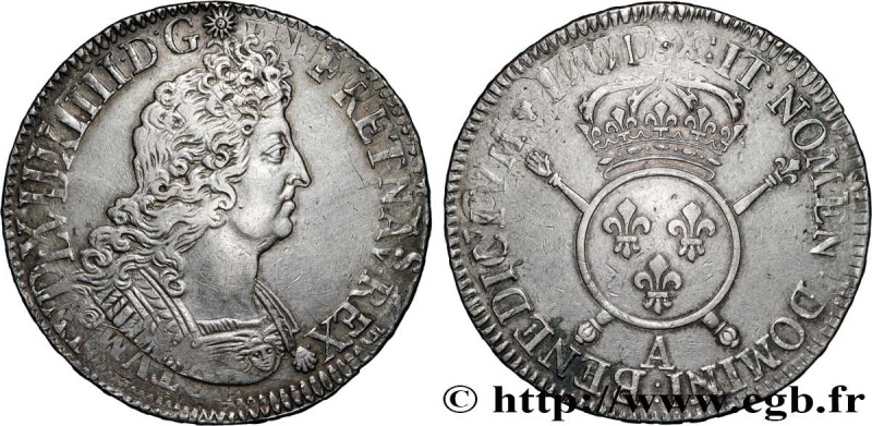 LOUIS XIV "THE SUN KING"
Type : Écu aux insignes 
Date : 1701 
Mint name / Town ...