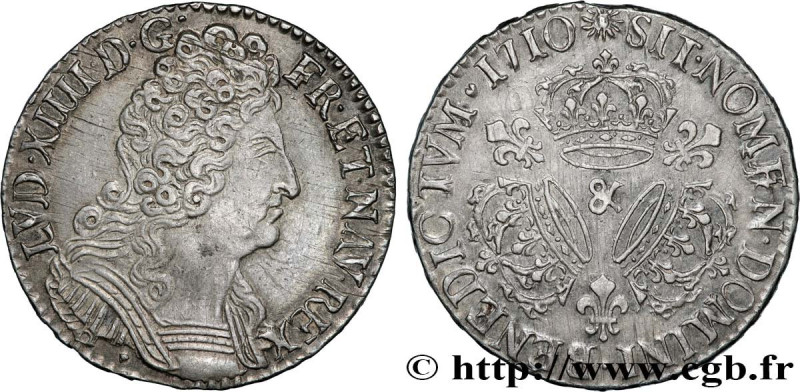LOUIS XIV "THE SUN KING"
Type : Demi-écu aux trois couronnes 
Date : 1710 
Mint ...
