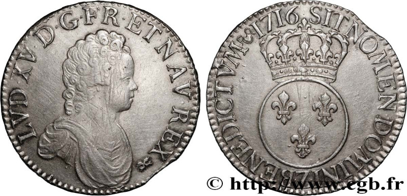 LOUIS XV THE BELOVED
Type : Écu dit "vertugadin" 
Date : 1716 
Mint name / Town ...