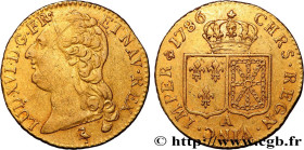 LOUIS XVI
Type : Louis d'or aux écus accolés 
Date : 1786 
Mint name / Town : Paris 
Quantity minted : 4081749 
Metal : gold 
Millesimal fineness : 91...