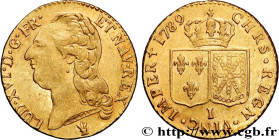 LOUIS XVI
Type : Louis d'or aux écus accolés 
Date : 1789 
Mint name / Town : Limoges 
Quantity minted : 21968 
Metal : gold 
Millesimal fineness : 91...