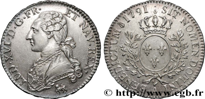 LOUIS XVI
Type : Demi-écu dit "aux branches d'olivier" 
Date : 1791 
Mint name /...