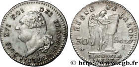 LOUIS XVI
Type : 30 sols dit "au génie", type FRANÇOIS 
Date : 1792 
Mint name / Town : Limoges 
Metal : silver 
Millesimal fineness : 666  ‰
Diameter...