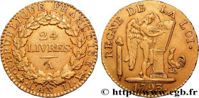 THE CONVENTION
Type : 24 livres au génie 
Date : 1793 
Mint name / Town : Paris 
Metal : gold 
Millesimal fineness : 917  ‰
Diameter : 23,5  mm
Orient...