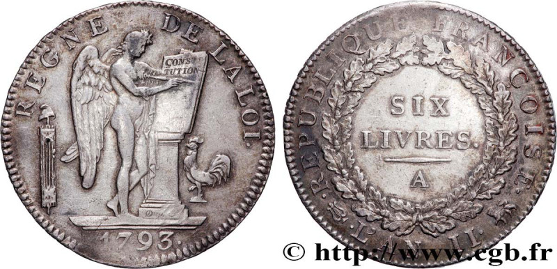 THE CONVENTION
Type : Six livres dit "au génie" 
Date : 1793 
Mint name / Town :...