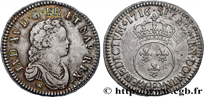 LOUIS XV THE BELOVED
Type : Demi-écu dit "vertugadin" 
Date : 1716 
Mint name / ...