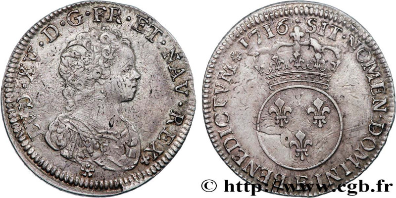 LOUIS XV THE BELOVED
Type : Quart d'écu dit "vertugadin" 
Date : 1716 
Mint name...