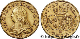 LOUIS XV THE BELOVED
Type : Louis d'or aux écus ovales, buste habillé 
Date : 1727 
Mint name / Town : Tours 
Quantity minted : 49625 
Metal : gold 
M...