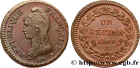 DIRECTOIRE
Type : Un décime Dupré, grand module 
Date : An 5 (1796-1797) 
Mint name / Town : Paris 
Quantity minted : 33878335 
Metal : copper 
Diamet...