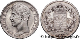 CHARLES X
Type : 2 francs Charles X 
Date : 1827 
Mint name / Town : Limoges 
Quantity minted : 21833 
Metal : silver 
Millesimal fineness : 900  ‰
Di...