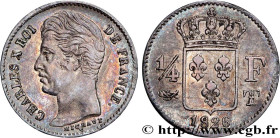 CHARLES X
Type : 1/4 franc Charles X 
Date : 1826 
Mint name / Town : Nantes 
Quantity minted : 1.741 
Metal : silver 
Millesimal fineness : 900  ‰
Di...