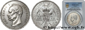 III REPUBLIC
Type : Module de 5 francs Mac-Mahon, pièce satirique en argent - Essai 
Date : 1874 
Mint name / Town : Bruxelles 
Metal : silver 
Diamet...