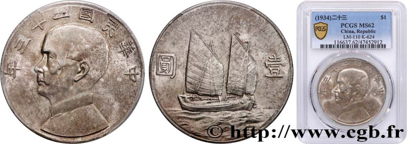 CHINA
Type : 1 Dollar Sun Yat-Sen an 23 
Date : 1934 
Quantity minted : 12874000...