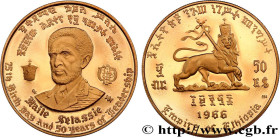 ETHIOPIA
Type : 50 Dollars proof 75e anniversaire et 50 ans de règne de Hailé Selassié 
Date : 1966 
Quantity minted : 15000 
Metal : gold 
Millesimal...