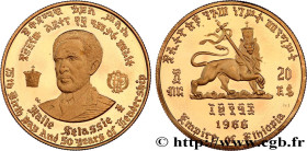 ETHIOPIA
Type : 20 Dollars Proof empereur Hailé Sélassié 
Date : 1966 
Quantity minted : 25000 
Metal : gold 
Millesimal fineness : 900  ‰
Diameter : ...